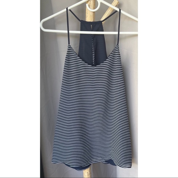 Flowy Navy and White striped Blouse - Picture 1 of 3